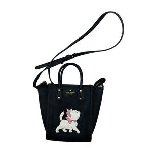 Kate Spade x Disney Marie Aristocats Pebbled Leather Tote Satchel Black.